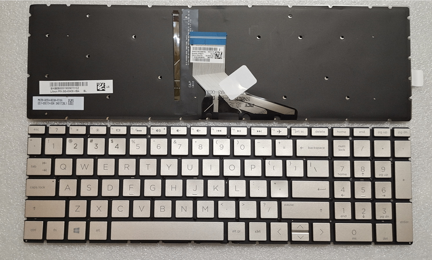 Picture of New Replacement Laptop Keyboard For HP 15-DA/15-CX/15-DK/15-CN/15-CR/15-CS/15-DB SILVER Backlit (OEM) US Layout